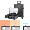 Cosmetic Cases Professional Makeup Case Aluminum Suitcase Large Capacity with Lock 4 Wheels LED Lamp Adjustable,Black,37.524.561CM view 2