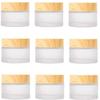 10ML Mini Frosted Glass Cosmetic Cream Jar Bottle, Textured Upscale Refillable Empty Jars Round Wood Grain Lid Cosmetic Container for Lotion Face Cosmetic Eye Cream Lip Balm9PCS view 1