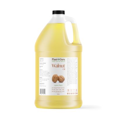 Plant Guru Walnut Oil Gallon 7.5 lbs. Bulk Wholesale - Cold Pressed 100% Pure Natural - Skin, Body, Face, Hair Growth and Moisturizer. Great For Creams, Lotions, Lip balm and Soap Making