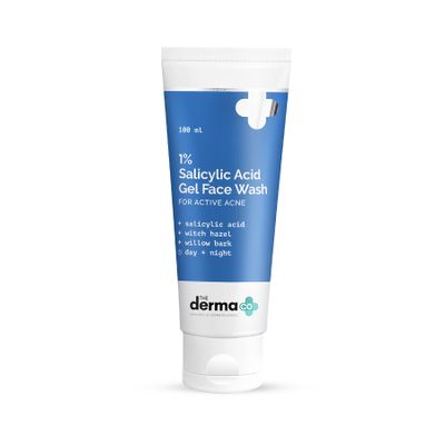 The Derma Co 1% Salicylic Acid Gel Face Wash for Acne | Deeply Cleanses & Exfoliates | Helps Reduce Acne & Controls Oil Production | 3.38 Fl Oz/100ml