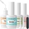 AZUREBEAUTY Dip Powder Liquid Set 15ml/0.5oz 8 Pcs Dipping Base Activator and Top Coat Brush Saver Nail File Necessary Tools for Dip Kit No Lamp Needed view 1