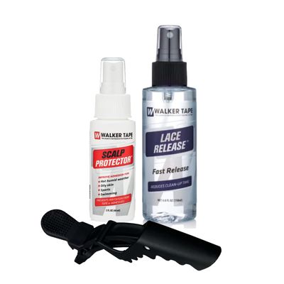 2oz Scalp Protector Spray with 4oz Spray Lace Release and Hair Sectioning Clip Bundle Pack | Safe & Gentle on Skin | Front Bonding Weave Active Lace Melting Spray | Bold Super Hold Adhesive Remover