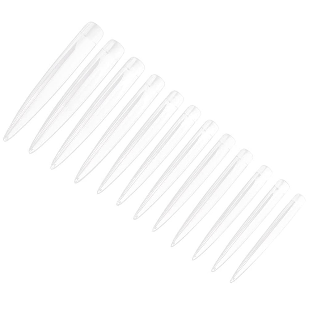 SOLUSTRE 120pcs Lengthened Fake Nails for Creative Nail Art Display Manicure Decals Transparent Pieces for Designs and Salon Use