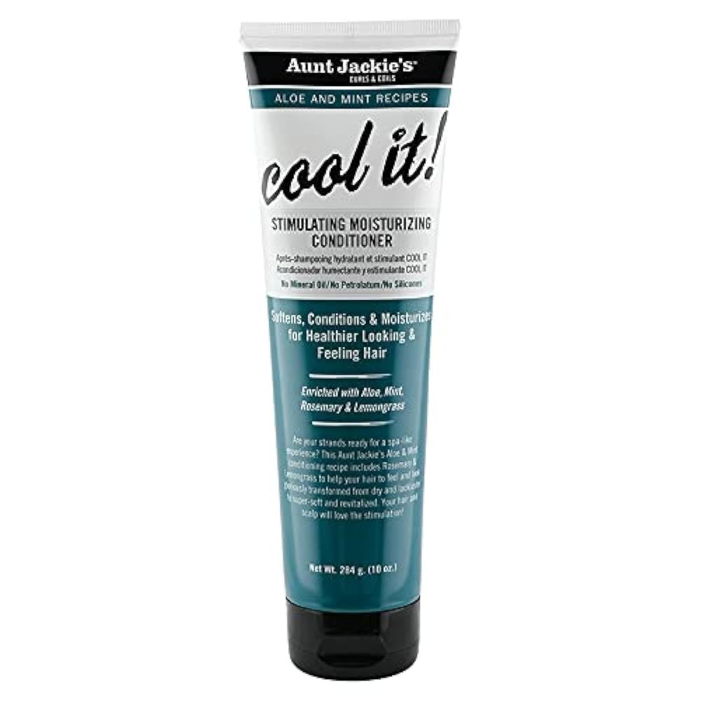 Aunt Jackie's Aloe & Mint Recipes Cool It! Stimulating Moisturizing Conditioner With Rosemary & Lemongrass for Softer, Healthier Looking Hair, 10 oz
