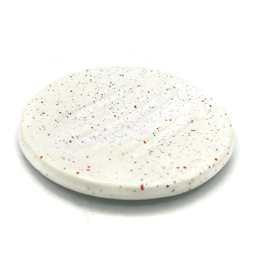 Big Round Ceramic Soap Dishes For Bar Soap With Drain, Handmade Bathroom Accessories
