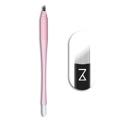 Mellie's Signature Microblading Eyebrow Pen (Pack of 10) - Disposable Microblading Pen with Sterilized Blade, Comfortable Rubber Grip and Pigment Sponge for Flawless Bro (Pink, C12 .15mm)
