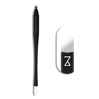 Mellie's Signature Microblading Eyebrow Pen (Pack of 10) - Disposable Microblading Pen with Sterilized Blade, Comfortable Rubber Grip and Pigment Sponge for Flawless Bro (Black, C14 .18mm)