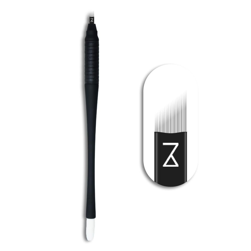 Mellie's Signature Microblading Eyebrow Pen (Pack of 10) - Disposable Microblading Pen with Sterilized Blade, Comfortable Rubber Grip and Pigment Sponge for Flawless Bro (Black, C14 .18mm)