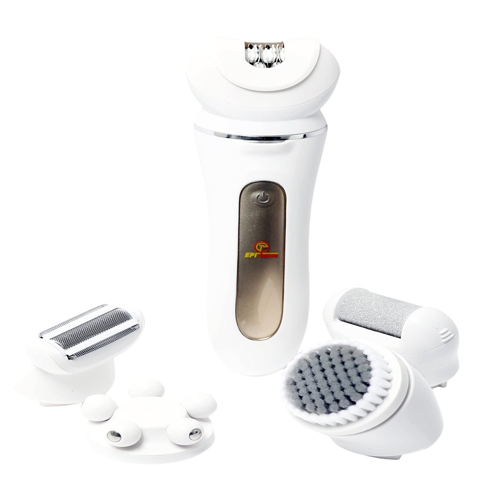 Epitome 5-in-1 Hair Removal Epilator with Facial Cleanser and Shaver attachments Wet/Dry with Built-in Light