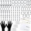 A-minusone 84PCS Body Septum Piercing Kit 14G 16G Tools for Nose Tongue Lip Ear Eyebrow Belly Button Cartilage Tragus Industrial Barbell Helix Daith Piercing Jewelry Clamps view 1