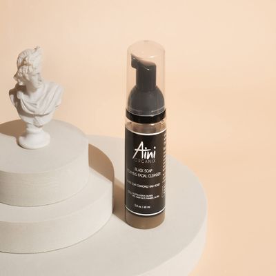 Aini Organix Black Soap Foaming Facial Cleanser Infused with Tea Tree Oil, Vitamin E and Aloe 2 Ounce / 60 ml