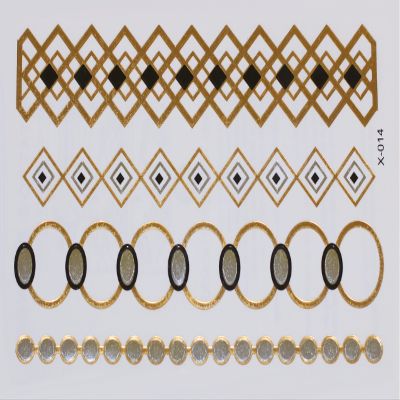 Gold Silver Black | Jewelry Flash Tattoo stickers X-014, 15x9cm