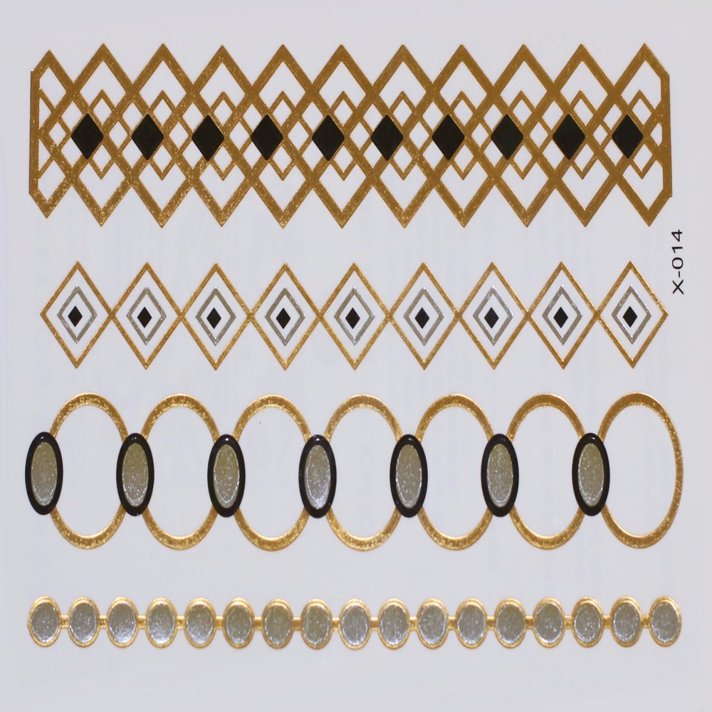 Gold Silver Black | Jewelry Flash Tattoo stickers X-014, 15x9cm