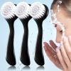 3 Pieces Facial Cleansing Brush Acrylic Handle Face Scrubbers Soft Bristle Exfoliator Cleaner Brush Scrub Exfoliating Facial Scrubber for Face Care Makeup Skincare Removal(Black) view 1