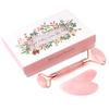 Jade Roller and Gua Sha Facial Tools Set, Natural Rose Stone Quartz Beauty Guasha Massage Facial Tools for Skin Care Routine (Pink) view 2