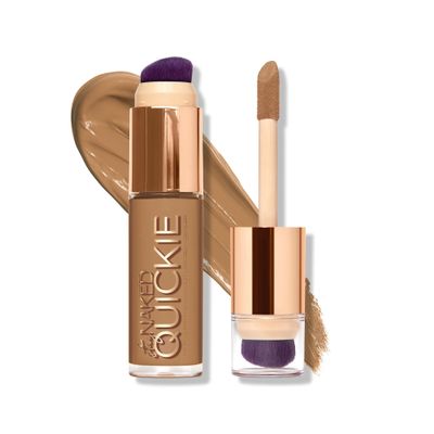 Urban Decay Quickie 24HR Full Coverage Waterproof Concealer (60NN - Tan Deep Neutral), Natural Matte Finish, Hydrating Vitamin E, Dual-ended Buffing Brush & Multi-use Applicator - 0.5 fl oz