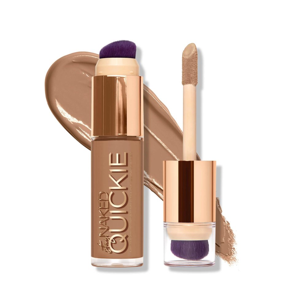 Urban Decay Quickie 24HR Full Coverage Waterproof Concealer (41NN - Medium Neutral), Natural Matte Finish, Hydrating Vitamin E, Dual-ended Buffing Brush & Multi-use Applicator - 0.5 fl oz