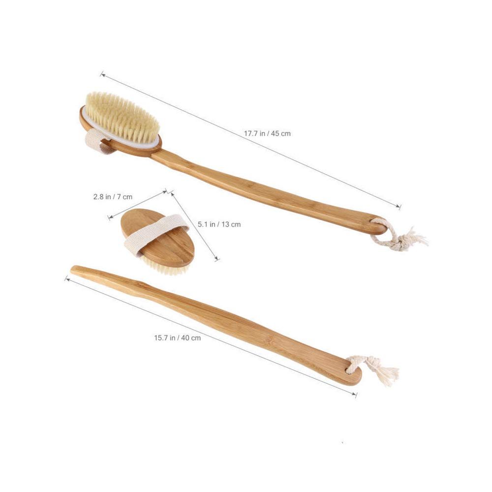 NinthAvenue Basics Premium Natural Bristle Wooden Body Bath Shower Brush Spa Scrubber - Gentle Exfoliation, Deep Cleansing
