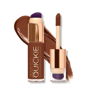 Urban Decay Quickie 24HR Full Coverage Waterproof Concealer (90WR - Ultra Deep Warm Red), Natural Matte Finish, Hydrating Vitamin E, Dual-ended Buffing Brush & Multi-use Applicator - 0.5 fl oz