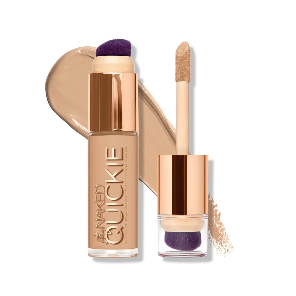 Urban Decay Quickie 24HR Full Coverage Waterproof Concealer (20NN - Fair Neutral), Natural Matte Finish, Hydrating Vitamin E, Dual-ended Buffing Brush & Multi-use Applicator - 0.5 fl oz