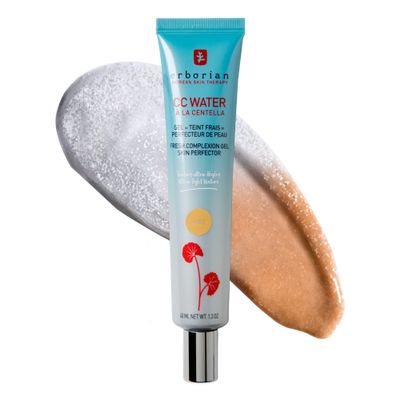 Erborian CC Water with Hyaluronic Acid, Dor - Ultra-Light Aqua Gel Color Corrector with Centella Asiatica & Hyaluronic Acid - Plump, Softer & Hydrated Skin - Korean Skincare Skin Perfector - 1.3 Oz