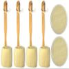 6 pcs/Set - 4 Natural Exfoliating Loofah luffa loofa Bath Brush On a Stick - with Long Wooden Handle Back Brush for Men & Women - 2 XL Large Exfoliating Body Pad - Shower Sponge Body Back Scrubber view 1