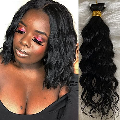 40 Pieces Tape in Hair Extensions Invisible Seamless Skin Weft Tape in Human Hair Loose Wave (26inch 40Pieces, #4(Dark Brown))