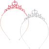 Chuangdi 2 Pack Princess Crown Tiara Crystal Headband Crown for Girls Women Heart Rhinestone Tiara for Birthday Wedding Party(Classic Style) view 1
