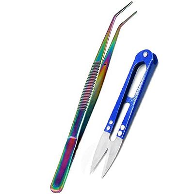 AAProTools Rainbow Color Sewing Machine Tweezers With Sewing Machine Scissors Thread Cutter Blue