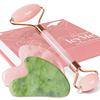 BAIMEI Rose Quartz Roller Set & Xiuyan Jade Gua Sha  Face Massager Tool and Guasha Tool for Face view 1