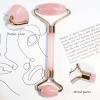 BAIMEI Rose Quartz Roller Set & Xiuyan Jade Gua Sha  Face Massager Tool and Guasha Tool for Face view 2