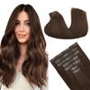 GOO GOO Clip in Hair Extensions Real Human Hair, Remy Human Hair Extensions Clip ins for Women, Natural Human Hair, 16inch 130g 7Pcs, 4A Chocolate Brown view 1