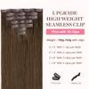 GOO GOO Clip in Hair Extensions Real Human Hair, Remy Human Hair Extensions Clip ins for Women, Natural Human Hair, 16inch 130g 7Pcs, 4A Chocolate Brown view 2