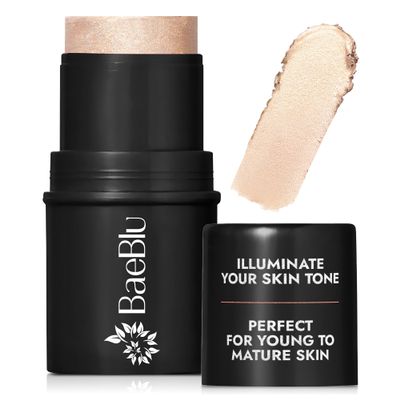 BaeBlu - Organic Blush Tube, Chardonnay - 100% Natural Vegan Cream Blush Sticks, Multi-Use Bronzer, & Highlighter for Lips, Cheeks & Eyes, Buildable Shimmer, Gluten-Free, Paraben-Free, Made in USA