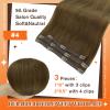 Full Shine Hair Extensions Real Human Hair Clip ins 12 Inch Brown Clip in Human Hair Extension Straight Soft Natural Brown Hair for Women Add Volume 3 PCS 60 G view 2