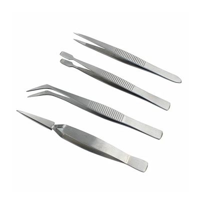 4Pcs Alloy Steel Tweezers, All-Purpose Forceps Tweezers Tongs, Tweezer Set for Crafting Repairing