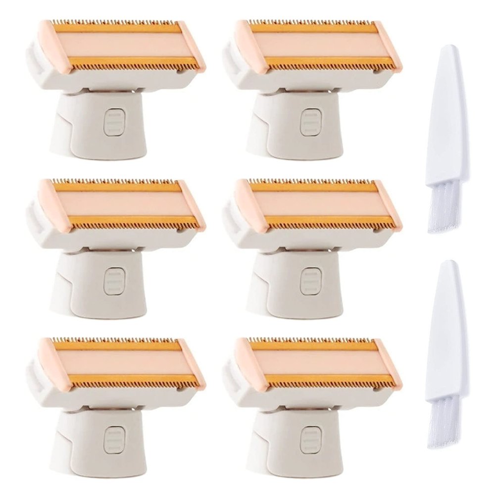6PCS LinMei Razor Replacement Heads Compatible for Finishing Touch Flawless Body Rechargeable Ladies Shaver and Trimmer with 2 Cleaning Brush