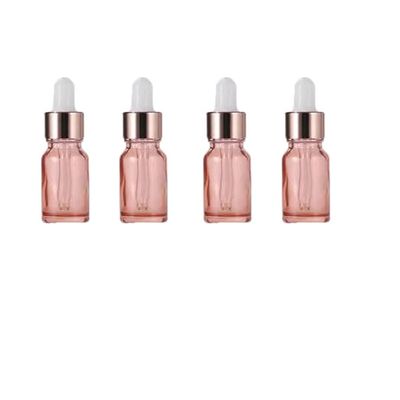 Lokusel 4 Pack Glass Dropper Bottles,10ml/15ml/30ml/50ml/100ml Essential Oil Bottles Dropping Bottles With Rose gold Cap Perfume Empty Travel Sample Vials Essence Liquid Cosmetic Containers(10ml)