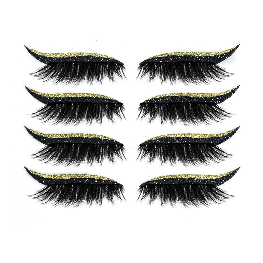 ICRPSTU 4 Pair Reusable Eyeliner and Eyelash Stickers,7 Color Waterproof Eye Shadow Template, Eyeliner Stencil Pads for The Perfect Winged Tip Look,Easy to Use and Remove