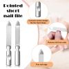 3 Pcs Stainless Steel Nail Files Kit with Leather Case, Double Sided Metal Nail Files with Anti-Slip Handle for Women and Men, Metal File Buffer Manicure Pedicure Tools for Fingernail Toenail(Pink) view 2