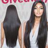 14-30 Inch Half Wig With Clip in Hair Extensions Brazilian Remy Straight Hair 180 Full Density 3/4 Half Wig Human Hair Black Brown Color (22inch 180% Density, Natural Color) view 4