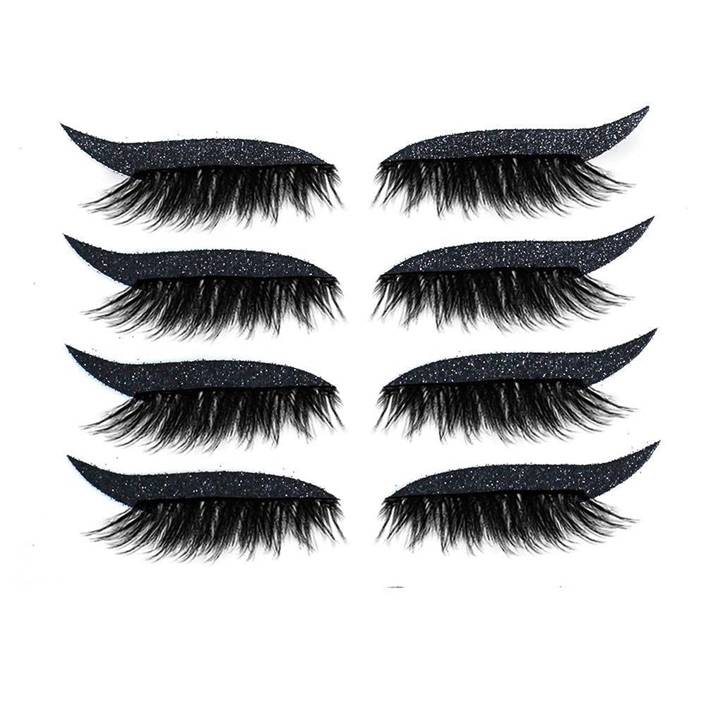 ICRPSTU 4 Pair Reusable Eyeliner and Eyelash Stickers,7 Color Waterproof Eye Shadow Template, Eyeliner Stencil Pads for The Perfect Winged Tip Look,Easy to Use and Remove