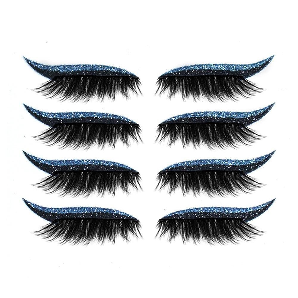 ICRPSTU 4 Pair Reusable Eyeliner and Eyelash Stickers,7 Color Waterproof Eye Shadow Template, Eyeliner Stencil Pads for The Perfect Winged Tip Look,Easy to Use and Remove