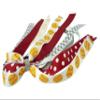 Softball Ponytail Bow in Red Polka, Gray Chevron, White Ribbons for Girls Team Hair, Sports Bow view 1