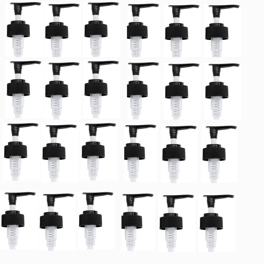 28-410 Neck Size Black Lotion Soap Pump Dispenser Ribbed Top Two Tone Tube Length 9.625 inch (24 Pack)