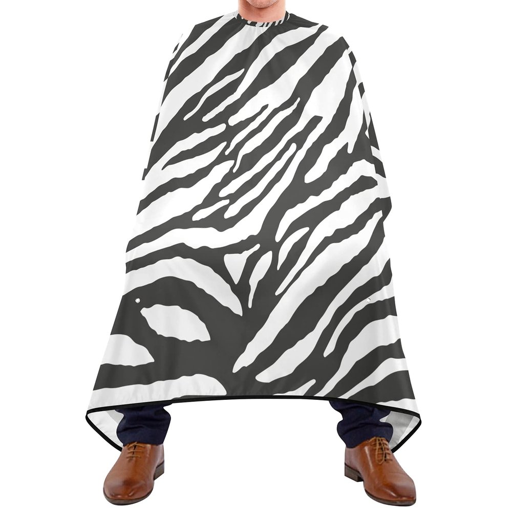 Black White Zebra Print Professional Barber Cape for Men and Women Hair Cutting Capes for Adults Haircut Cape Salon Cape with Hook Sucker Waterproof Apron Cape Hairstylist Cape