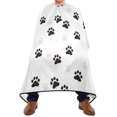 Black And Grey Cat Paw Print Professional Barber Cape for Men and Women Hair Cutting Capes for Adults Haircut Cape Salon Cape with Hook Sucker Waterproof Apron Cape Hairstylist Cape