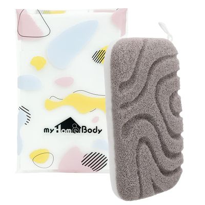 myHomeBody Dual-Texture Shower Sponge, Beauty Body Scrubber Exfoliator for Women, Exfoliating Loofah for Men, 1pc