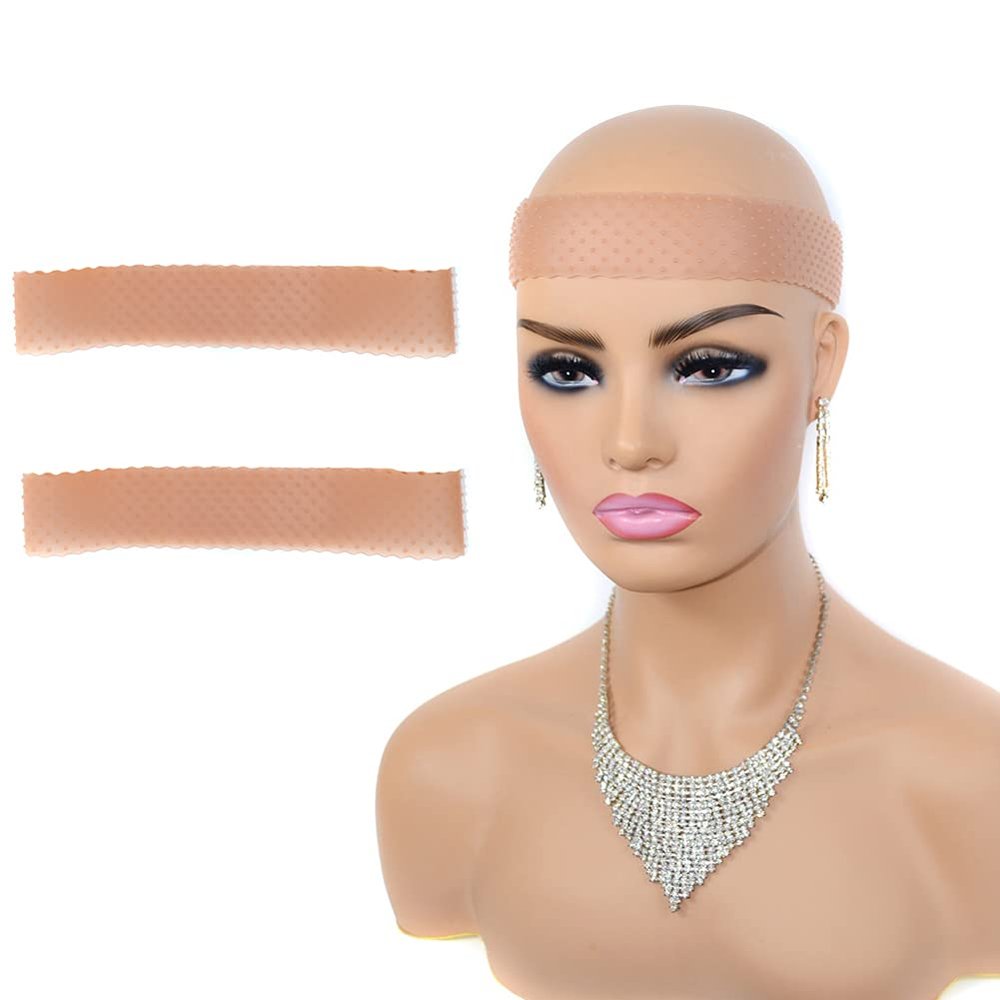 MIPPER 2 Pcs Silicone Wig Grip Headband Elastic Non-Slip Wig Band for Fix Lace Wig Women Men Sports Yoga Hair Band (dark brown)