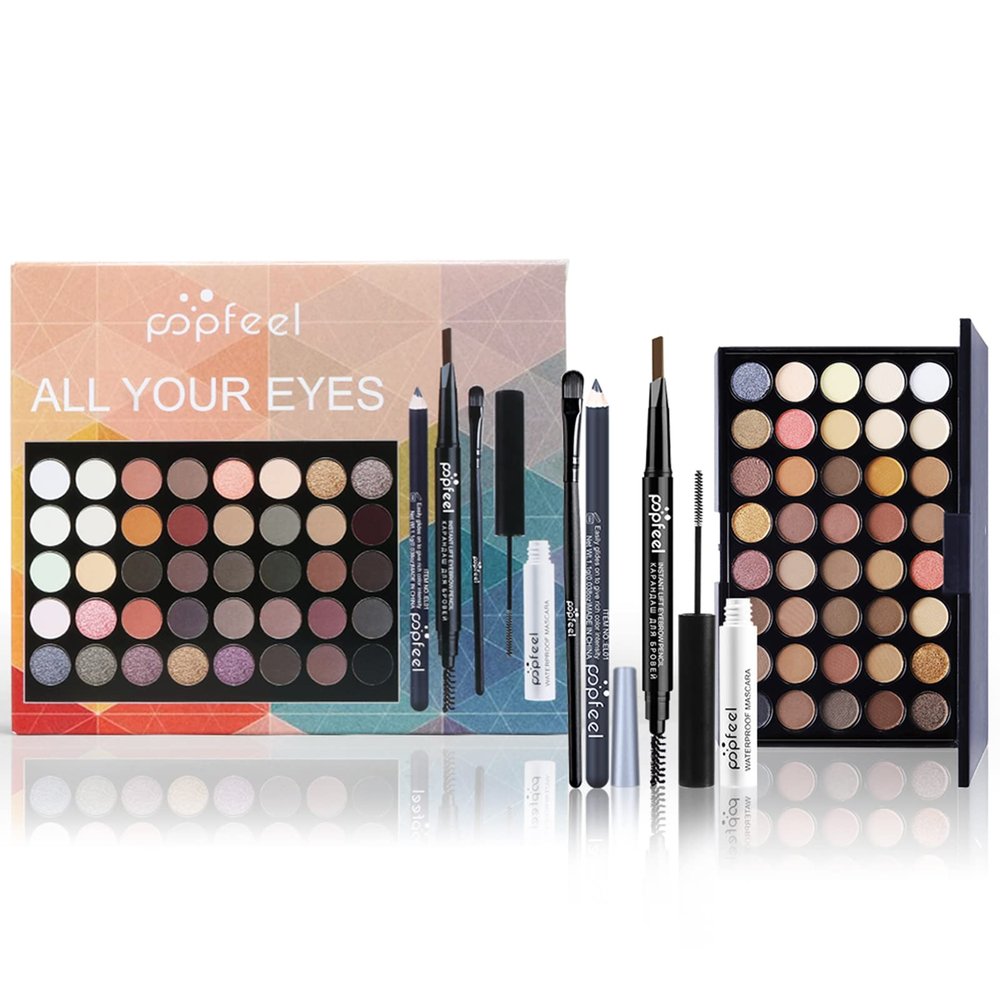 Pure Vie All-in-One Holiday Gift Makeup Set Cosmetic Essential Starter Bundle Include Eyeshadow Palette Lipstick Concealer Blush Mascara Foundation Face Powder - Makeup Kit for Women Full Kit
